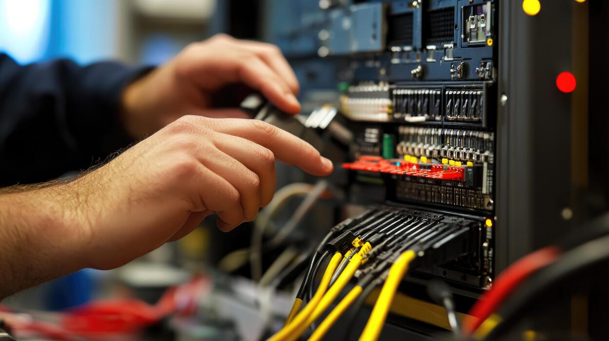Keywords:
IT technician working on server rack - Technician working on server hardware maintenance and repair ...