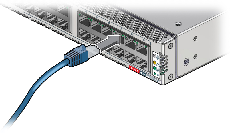 ethernet cables connected to switch - Connect the RJ-45 Ethernet Cables - Oracle® InfiniBand Switch IS2 ...