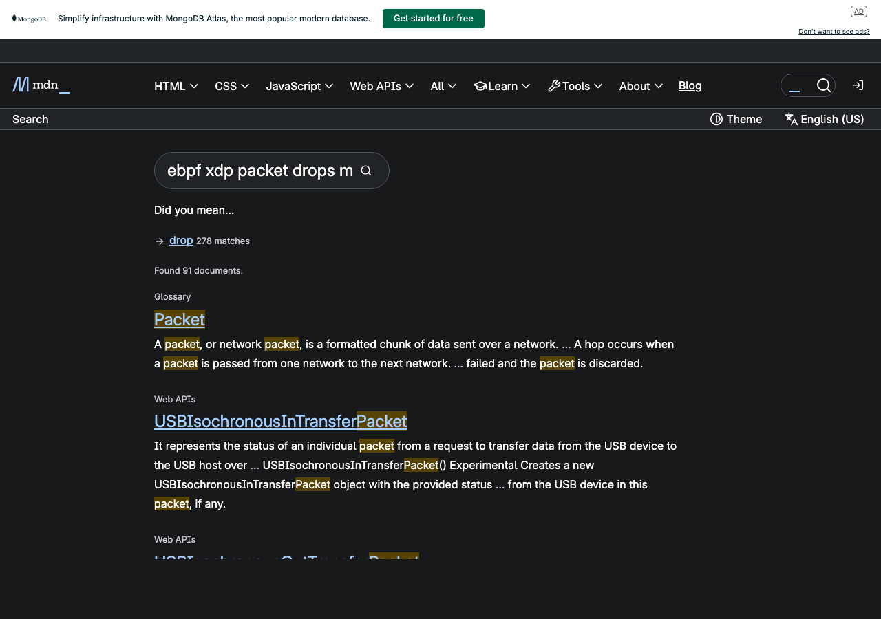 Official documentation for ebpf xdp packet drops mellanox