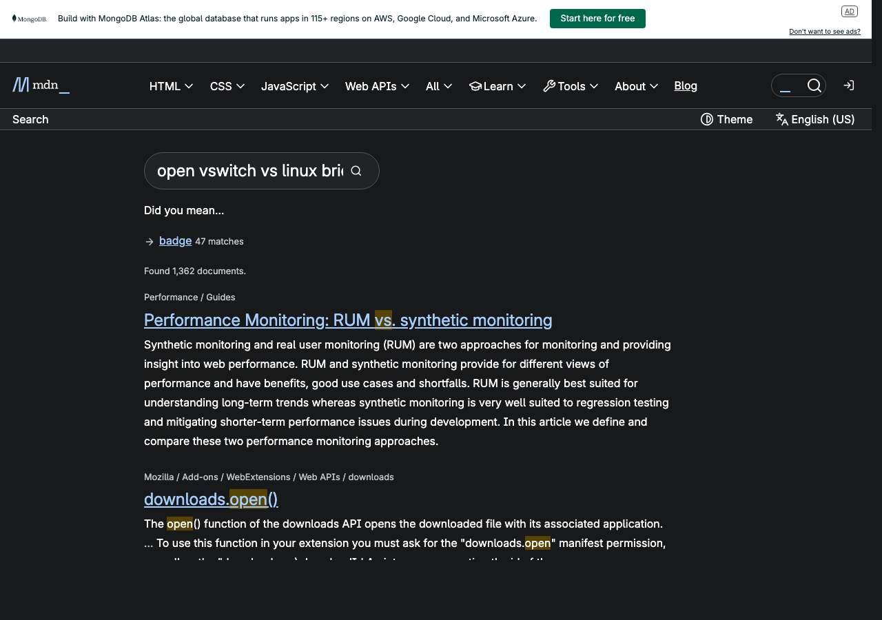 Official documentation for open vswitch vs linux bridge